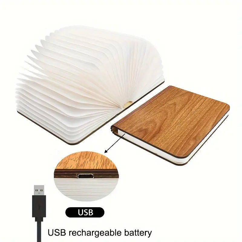 LED Rechargeable Wooden Book Lamp