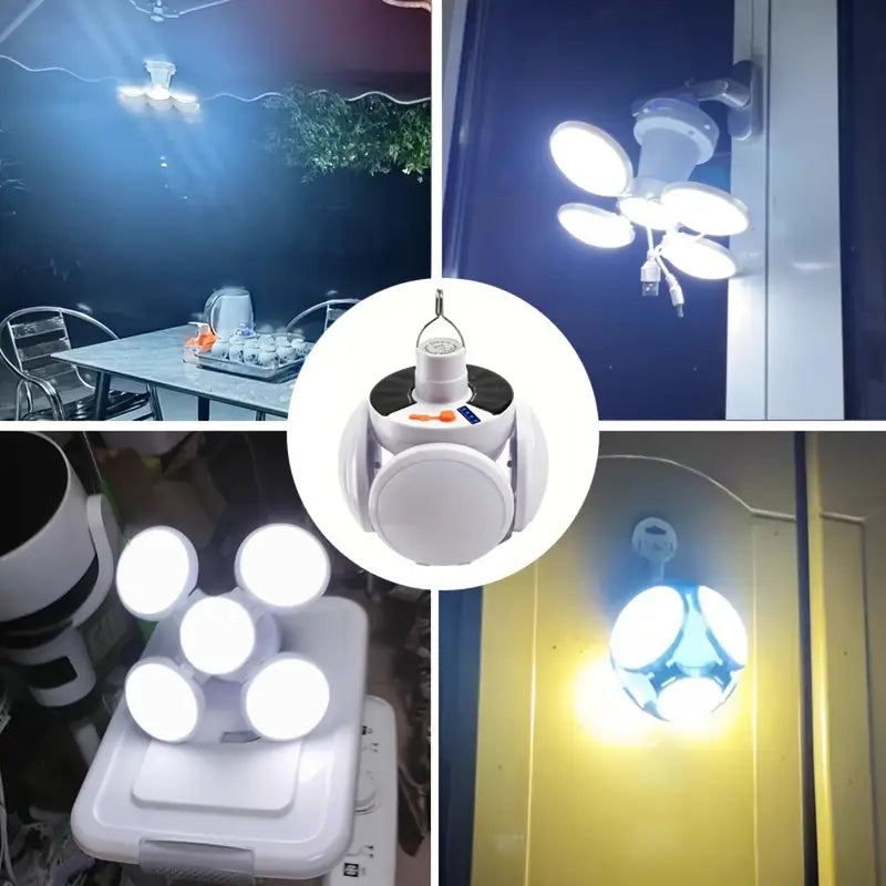 Multi-Functional Portable Solar-Powered LED Bulb with USB Charging
