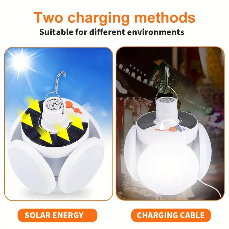 Multi-Functional Portable Solar-Powered LED Bulb with USB Charging